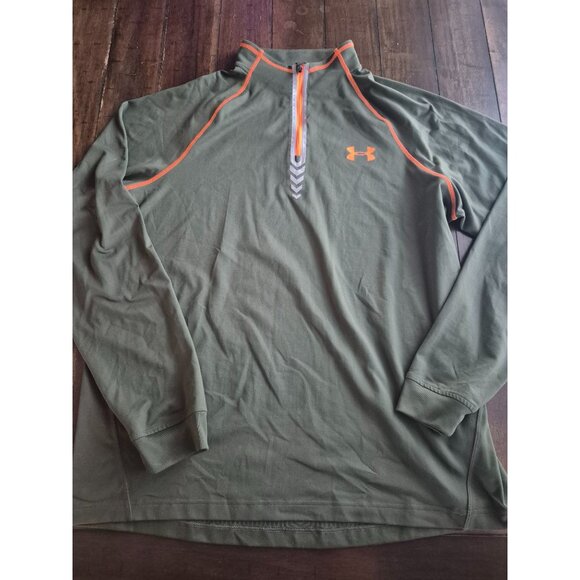 Under Armour Olive Green Long Sleeve 1/4 Zip Pullover Shirt XL - Picture 1 of 5